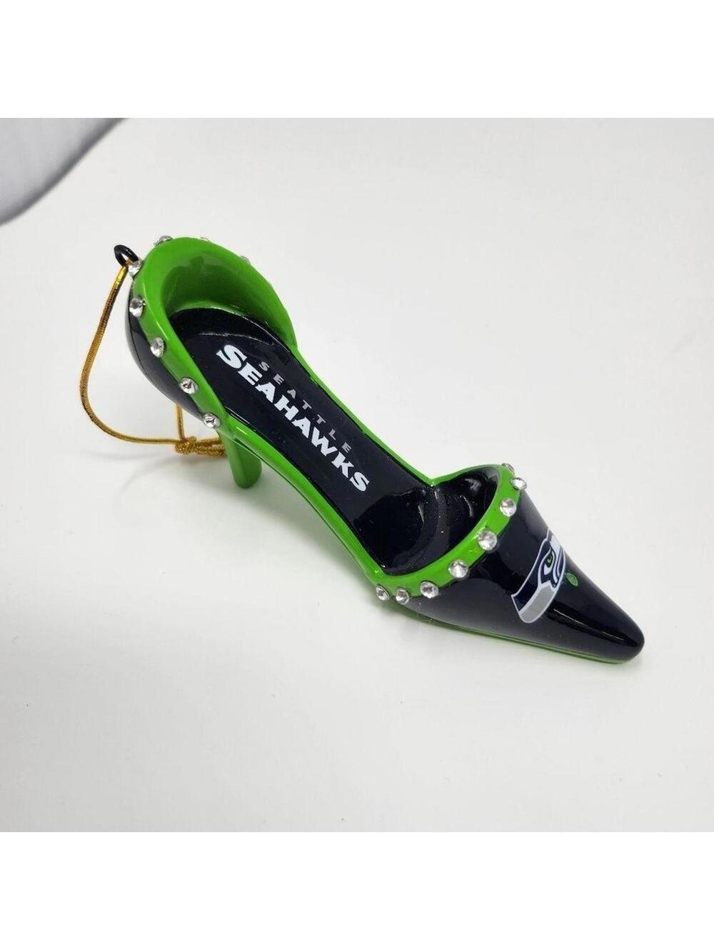 Seattle Seahawks NFL High Heel Shoe Ornament Green Black Team Logo Decoration